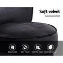 Artiss Vanity Stool Velvet Black Abella-6