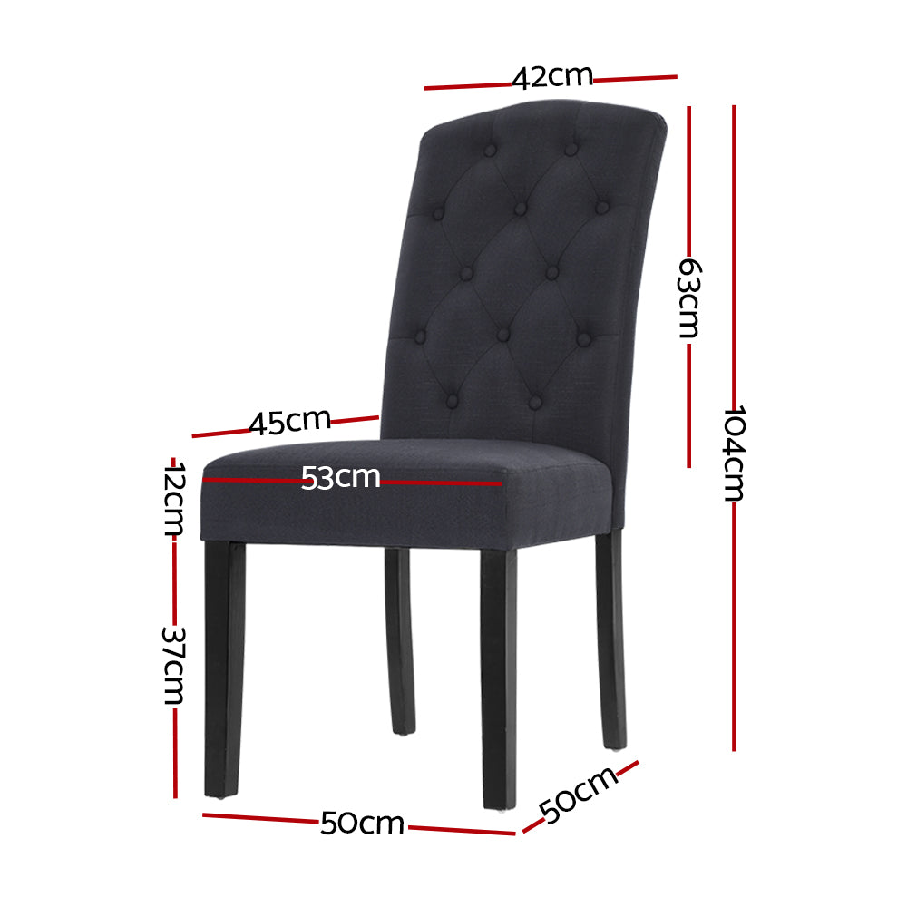 Artiss Dining Chairs Set of 2 Linen Parsons Chair Dark Grey - 0