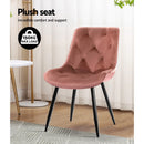 Artiss Dining Chairs Set of 2 Velvet Diamond Tufted Pink-5