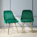 Artiss Dining Chairs Set of 2 Velvet Channel Tufted Green-7