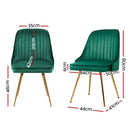 Artiss Dining Chairs Set of 2 Velvet Channel Tufted Green-2