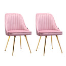 Artiss Dining Chairs Set of 2 Velvet Channel Tufted Pink-1