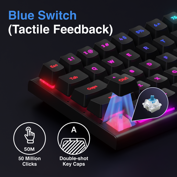 Laser Gaming Mini Mechanical Keyboard Black