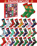Advent Calendar 2025 Adult Men 24 Days of Christmas Cotton Socks US 7-13 Fun Christmas Sock Advent Calendar for Men Funny Gifts for Dad Boyfriend Husband Brother Random Socks Gift Box-2