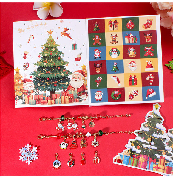 Christmas gift DIY Cartoon Snowman Bracelet Set with Crystal Beads