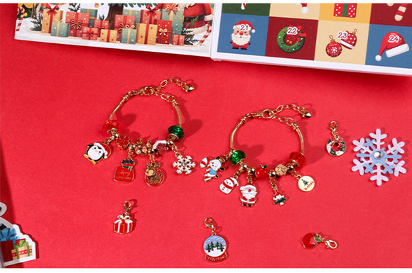 Christmas gift DIY Cartoon Snowman Bracelet Set with Crystal Beads