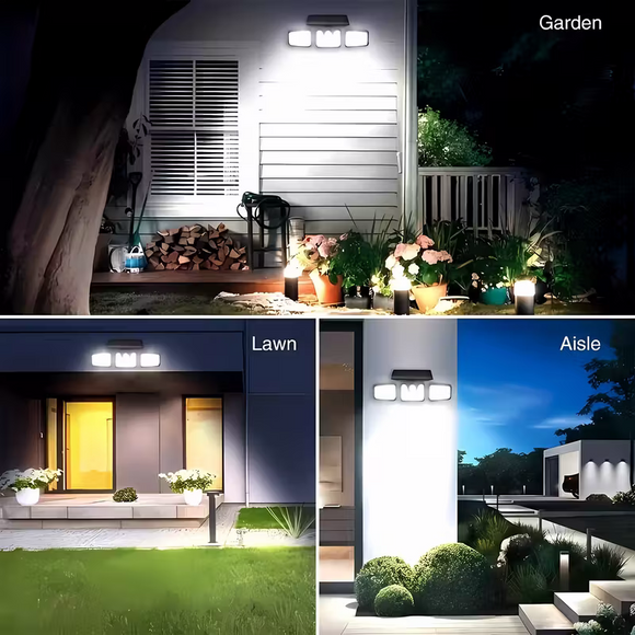 (2-piece set)74 LED solar sensor lights with motion sensors, 3-level brightness mode outdoor wall lights, suitable for front doors, courtyards, garages, and terraces
