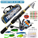 Proberus fishing rod reel set, including spinning reel, 2.4-meter fishing rod, fishing line, artificial bait, lead weight hook, complete set with storage bag-1