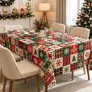 Christmas Patchwork Snowman Rectangle Table Cloth Polyester holiday Xmas Winter tablecloth Machine Washable Table Cover Stain Wrinkle Resistant Dining Party Kitchen Decor - B - Size 90x140cm-4
