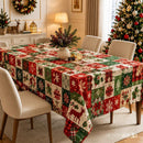 Christmas Patchwork Snowman Rectangle Table Cloth Polyester holiday Xmas Winter tablecloth Machine Washable Table Cover Stain Wrinkle Resistant Dining Party Kitchen Decor - B - Size 90x140cm-6
