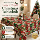 Christmas Patchwork Snowman Rectangle Table Cloth Polyester holiday Xmas Winter tablecloth Machine Washable Table Cover Stain Wrinkle Resistant Dining Party Kitchen Decor - B - Size 90x140cm-7
