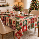 Christmas Patchwork Snowman Rectangle Table Cloth Polyester holiday Xmas Winter tablecloth Machine Washable Table Cover Stain Wrinkle Resistant Dining Party Kitchen Decor - D - Size 90x140cm-5