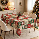 Christmas Patchwork Snowman Rectangle Table Cloth Polyester holiday Xmas Winter tablecloth Machine Washable Table Cover Stain Wrinkle Resistant Dining Party Kitchen Decor - E - Size 90x140cm-9