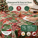 Christmas Patchwork Snowman Rectangle Table Cloth Polyester holiday Xmas Winter tablecloth Machine Washable Table Cover Stain Wrinkle Resistant Dining Party Kitchen Decor - H - Size 90x140cm-10