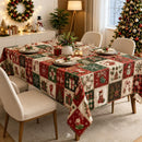 Christmas Patchwork Snowman Rectangle Table Cloth Polyester holiday Xmas Winter tablecloth Machine Washable Table Cover Stain Wrinkle Resistant Dining Party Kitchen Decor - I - Size 90x140cm-9
