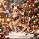 Elf Deer Party Festival 2D Acrylic Keychain Pendant – Christmas Hanging Ornament for Christmas Tree & Holiday Decor, 8cm Tall - Multi - Size B-1