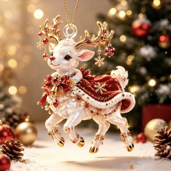 Elf Deer Party Festival 2D Acrylic Keychain Pendant – Christmas Hanging Ornament for Christmas Tree & Holiday Decor, 8cm Tall - Multi - Size C