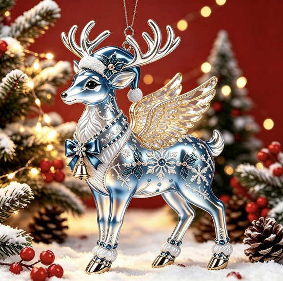 Elf Deer Party Festival 2D Acrylic Keychain Pendant – Christmas Hanging Ornament for Christmas Tree & Holiday Decor, 8cm Tall - Multi - Size I