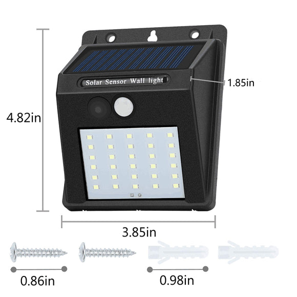 4Pack Solar Sensor Lights Outdoor with 30 LEDs – Wireless Waterproof Solar Motion Sensor Wall Lights for Fence, Patio, Deck, Yard & Garden, Motion Activated Auto On/Off(White)