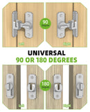 90/180 Degree Barn Door Lock, Safety Flip Lock, Adjustable Sliding Door Latch for Bathroom, Wardrobe, Bedroom & Garden Door, Spacers Included, 1Pack (silver)-6