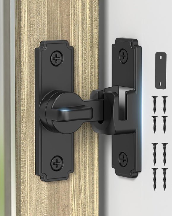 90/180 Degree Barn Door Lock, Safety Flip Lock, Adjustable Sliding Door Latch for Bathroom, Wardrobe, Bedroom & Garden Door, Spacers Included, 1Pack (silver)