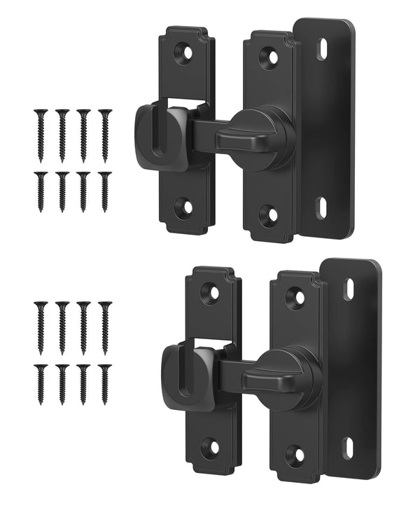 90/180 Degree Barn Door Lock, Safety Flip Lock, Adjustable Sliding Door Latch for Bathroom, Wardrobe, Bedroom & Garden Door, Spacers Included, 1Pack (silver)