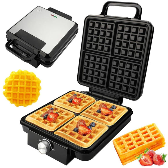 Waffle Makers & Irons, 1500W Waffle Machine with Double~sided Heating, Coating, Temperature Control, Led Light, Easy Clean(black)
