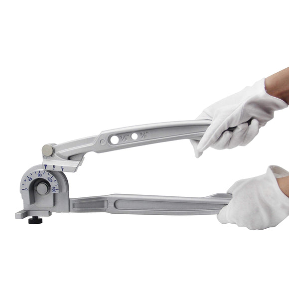 3/8" 1/2" OD Tubing Bender 2 in 1 Manual Bender 180° HVAC Soft Copper Aluminum Tubes Bending Tool for Air Conditioning Refrigeration Repair(silver)