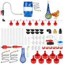 57 Pcs Automatic Chicken Waterer System Set, Chicken Watering Kit with 8 Water Cups & Float Valve, Poultry Water System for Chickens, Ducks & Quail – Bucket Not Included(red)-1