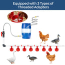 57 Pcs Automatic Chicken Waterer System Set, Chicken Watering Kit with 8 Water Cups & Float Valve, Poultry Water System for Chickens, Ducks & Quail – Bucket Not Included(red)-5