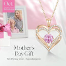 Forever Love Heart Birthstone Necklace: 925 Sterling Silver Personalized Jewelry for Mom, Wife, Friend with 12 Month Stone Options（pink diamond,October）-3