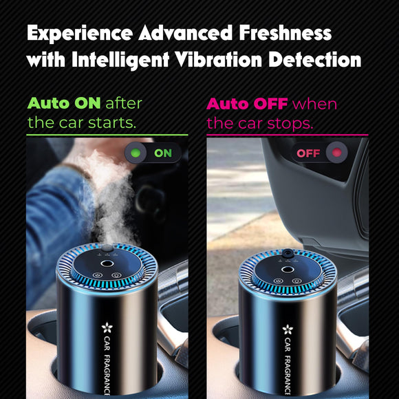 Smart Car Air Freshener with Starry Lights Projector: Automatic Aroma Diffuser, 3 Modes, Rechargeable for Car & Home