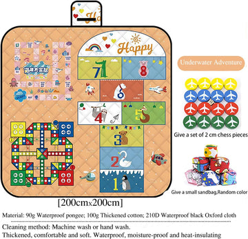 Waterproof Picnic Blanket with Flying Chess Game: 80''x80'' Extra Large, Foldable for Australian Camping, Beach & Family Gatherings - 0