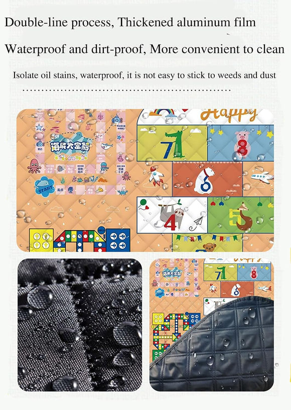 Waterproof Picnic Blanket with Flying Chess Game: 80''x80'' Extra Large, Foldable for Australian Camping, Beach & Family Gatherings