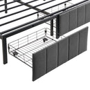 Double Bed Frame with 2 Storage Drawers and LED Lights Headboard, Upholstered Bed Frame with Charging Station, No Box Spring Needed, Easy Assembly - Grey-8