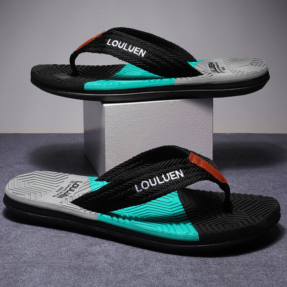 Men's Flip Flops with EVA-PVC Dual Sole, Black for Comfort & Style for Summer Beach & Daily Wear(44)