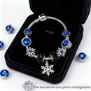 Rhinestone Blue Cat’s Eye Starry Glaze Beads Bracelet with Snowflake Pendant(19cm)-3