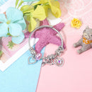 Cute Heart-shaped Beaded Bracelet with Rhinestones(17cm)-4