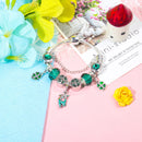 Colorful Cat Eye Glass Bead Clover Pendant Bracelet(17cm)-3