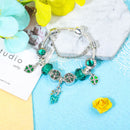 Colorful Cat Eye Glass Bead Clover Pendant Bracelet(18cm)-5