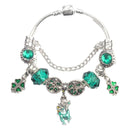 Colorful Cat Eye Glass Bead Clover Pendant Bracelet(18cm)-6