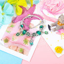 Colorful Cat Eye Glass Bead Clover Pendant Bracelet(19cm)-4