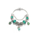 Colorful Cat Eye Glass Bead Clover Pendant Bracelet(20cm)-1