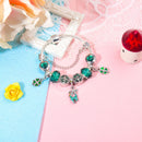 Colorful Cat Eye Glass Bead Clover Pendant Bracelet(20cm)-2