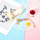 Sweet Style Crystal Rhinestone Gold Star Moon Pendant Cute Pink Bead Bracelet(19cm)-2