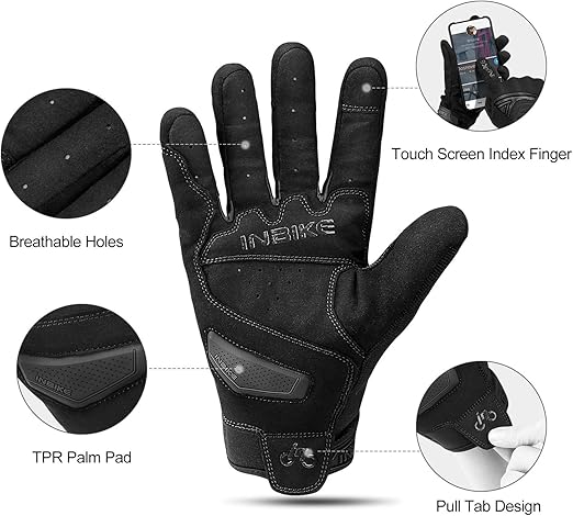 Breathable Mesh Motorcycle Gloves Touchscreen with TPR Palm Pad Hard Knuckle-Black-XXLarge