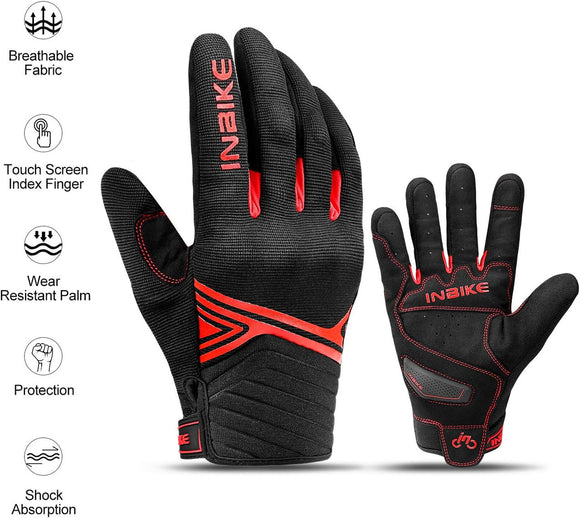 Breathable Mesh Motorcycle Gloves Touchscreen with TPR Palm Pad Hard Knuckle-Red-XLarge