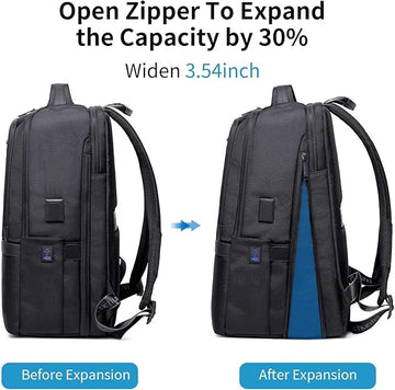 27L Laptop Backpack for Men–USB & Type-C Charging Port, Water-Resistant, Fits 18" Laptop, Expandable, Perfect for Office and Travel-Grey