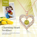 18K Rose Gold Necklaces for Women, 926 Sterling Silver Gifts for Mothers Day, Jewelry for Wife Mom Her Girlfriend, Birthstone Diamond Necklace for Birthday Anniversary, Heart Pendant Jewelry-AUG-2