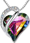 Infinity Love Heart Necklace, Birthstone Necklace for Women, Jewelry for Women with Healing Crystals, Allergy Free Pendant Necklace-13a-Protection-Rainbow Black-1